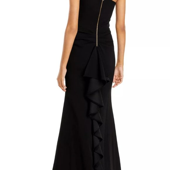 Aqua One-Shoulder Ruffled Gown - Picture 2 of 9